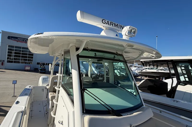 Slide: The Image of 2017 Boston Whaler 350 Outrage engine hours summary with RPM range details. - 24