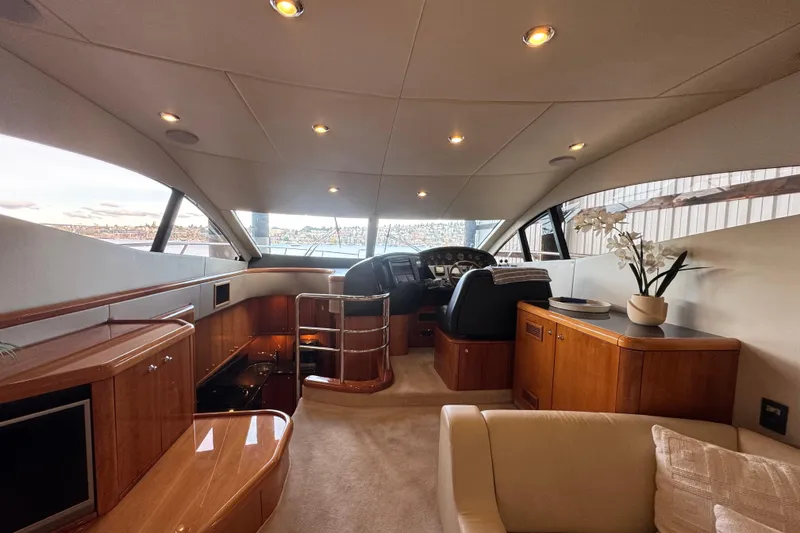 Slide: The Image of Luxurious interior of 2006 Sunseeker Manhattan 50 yacht with elegant wood finishes. - 13