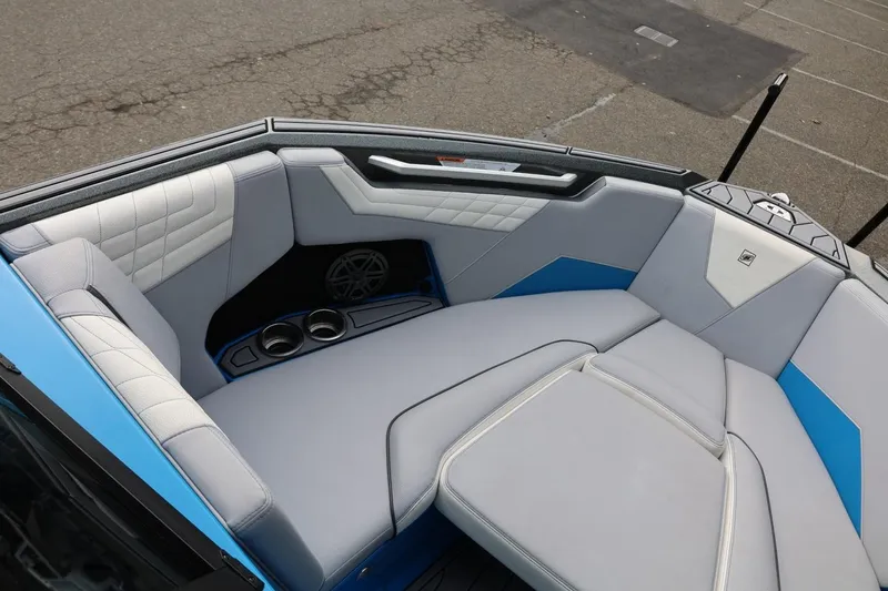 Slide: The Image of 2022 Nautique Super Air Nautique S23 dashboard touchscreen displaying various control settings. - 31