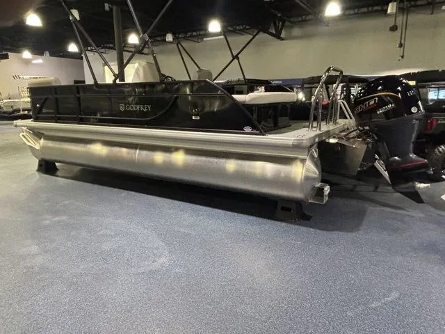 Slide: The Image of 2026 Godfrey Pontoon Xperience 2086 SFLX in showroom. - 2