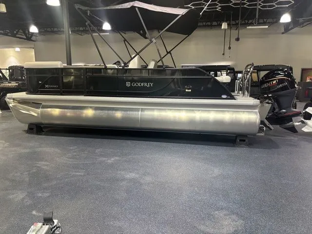 Slide: The Image of 2026 Godfrey Pontoon Xperience 2086 SFLX in showroom. - 5