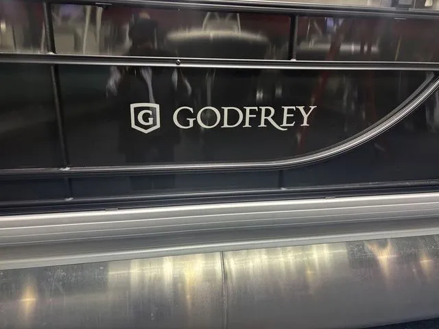 Slide: The Image of Godfrey Pontoon Xperience 2086 SFLX 2026, close-up of logo. - 7