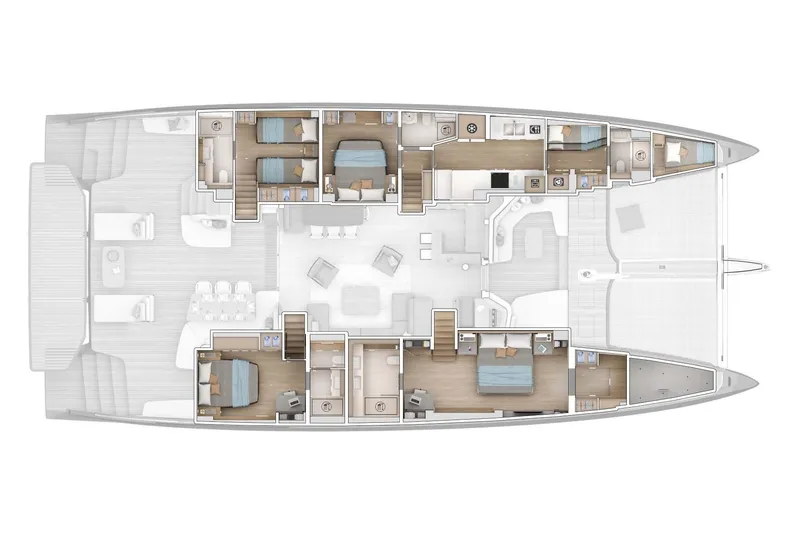 Slide: The Image of Manufacturer Provided Image: Floor plan of 2026 Lagoon Eighty 2 yacht, featuring spacious cabins and modern amenities. - 10