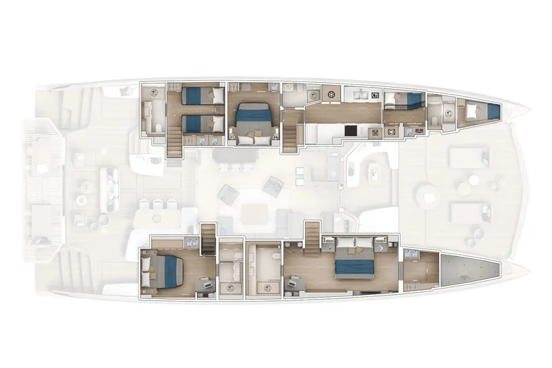 Slide: The Image of Manufacturer Provided Image: Floor plan of Lagoon EIGHTY 3 yacht, 2026 model, showcasing luxurious cabin layout. - 11
