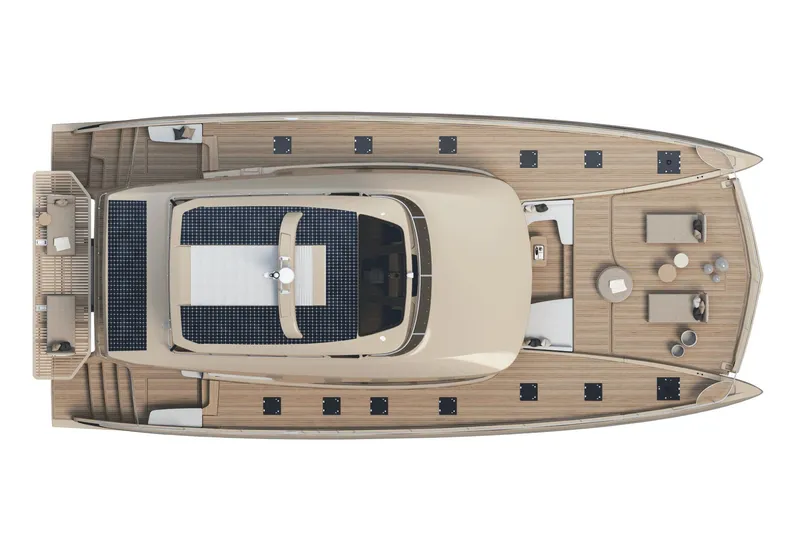Slide: The Image of Manufacturer Provided Image: Top view of 2026 Lagoon EIGHTY 3 yacht with spacious deck layout. - 8