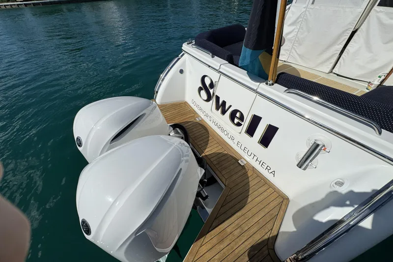 Slide: The Image of 2020 Back Cove 34O boat with twin engines, docked at Governor's Harbour, Eleuthera. - 24