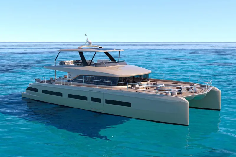 The Image of Manufacturer Provided Image: Luxurious 2026 Lagoon EIGHTY 3 yacht cruising on clear blue ocean waters. - 0