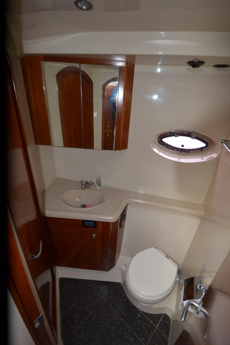 Slide: The Image of Luxurious bathroom in 2007 Cruisers Yachts 415 Express Motoryacht. - 26