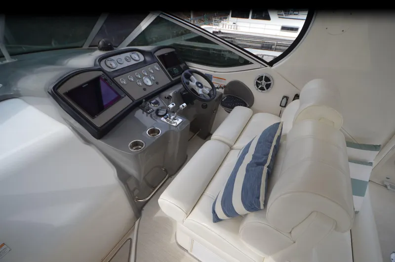 Slide: The Image of Interior view of 2007 Cruisers Yachts 415 Express Motoryacht helm. - 8