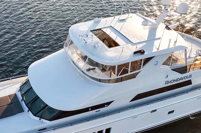 Slide: The Image of Luxurious 2014 Ocean Alexander 85 Cockpit Motoryacht on serene water. - 24