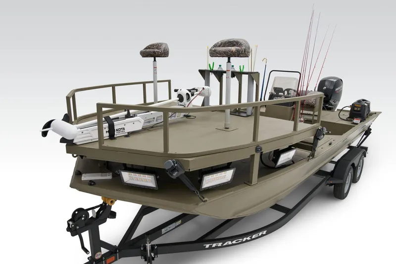 Slide: The Image of Manufacturer Provided Image: 2025 Tracker Grizzly 2072 CC Sportsman boat on trailer, equipped for fishing. - 9