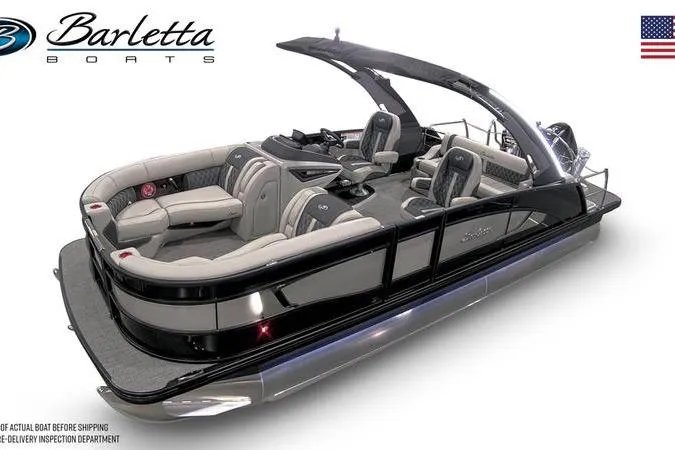 Slide: The Image of 2026 Barletta Lusso 23UCA luxury pontoon boat with sleek design and spacious seating. - 10