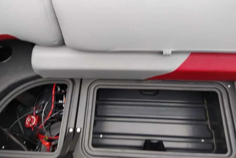 Slide: The Image of Interior storage compartment of 2026 Sun Tracker Party Barge 22 XP3 pontoon boat. - 92