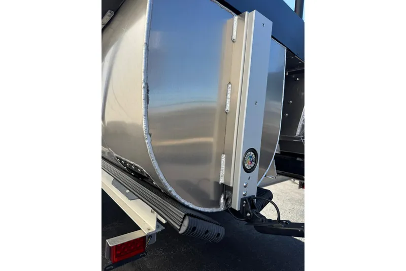 Slide: The Image of 2026 JC 24 SportToon TT pontoon boat rear detail with metallic finish. - 23