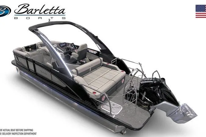 Slide: The Image of 2026 Barletta Lusso 23UCA pontoon boat with sleek design and luxurious seating. - 3