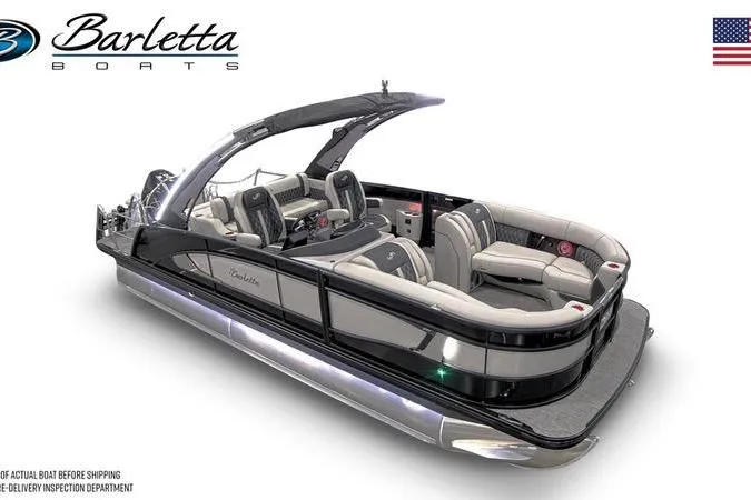 Slide: The Image of 2026 Barletta Lusso 23UCA luxury pontoon boat with sleek design and spacious seating. - 5
