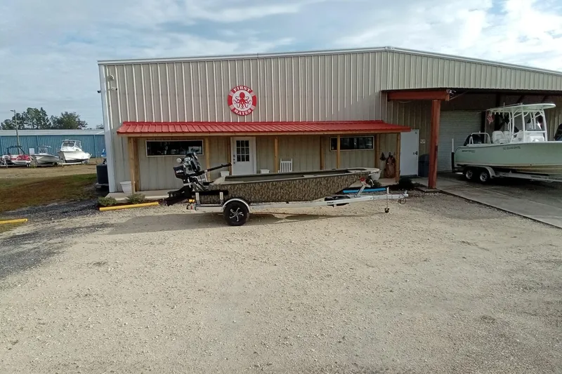 Slide: The Image of Boat dealership with 2026 Thor 1754 Swamp Hammer on trailer outside. - 19