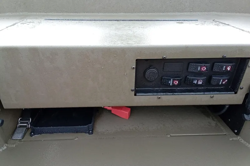 Slide: The Image of Control panel of 2026 Thor 1754 Swamp Hammer boat with switches and buttons. - 7