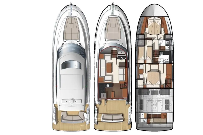 Slide: The Image of Floor plan of 2017 Prestige 500S yacht, showcasing deck and interior layout. - 65