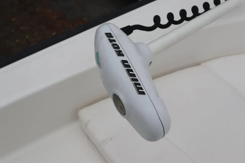 Slide: The Image of Minn Kota trolling motor on 2013 Boston Whaler 210 Montauk boat. - 29
