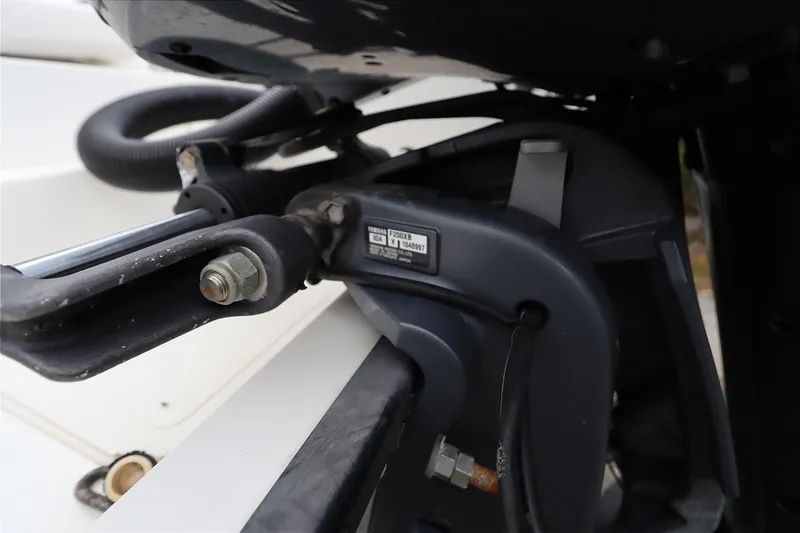 Slide: The Image of Close-up of a 2013 Boston Whaler 210 Montauk boat engine component. - 32