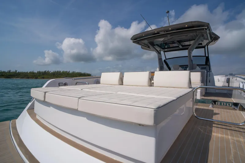 Slide: The Image of 2024 Pardo Yachts P43 luxury yacht on calm water, showcasing sleek design and modern features. - 11