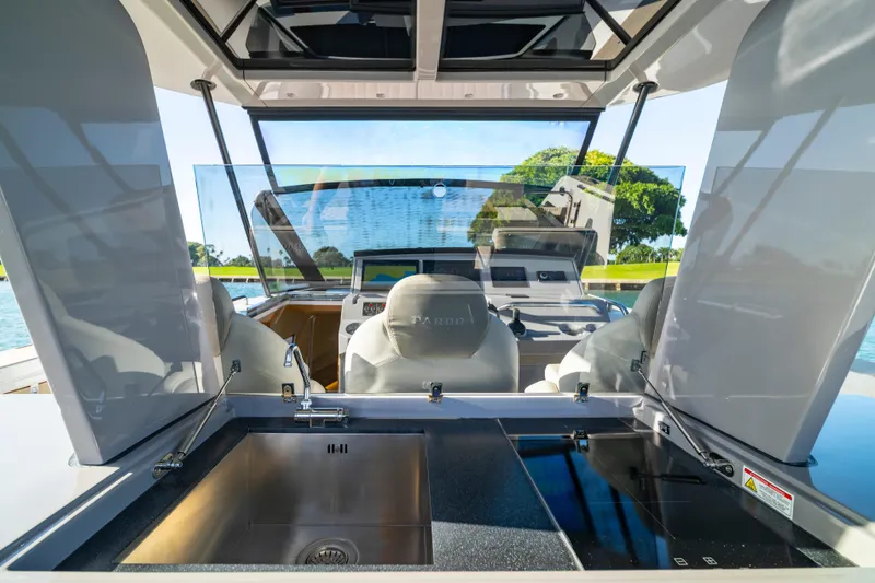 Slide: The Image of Luxurious interior of 2024 Pardo Yachts P43, featuring modern wood finishes and elegant design. - 50