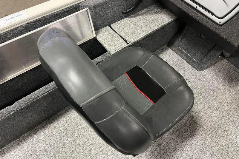 Slide: The Image of Boat seat in 2022 Tracker Pro Guide V-16 WT, featuring black and red design. - 41