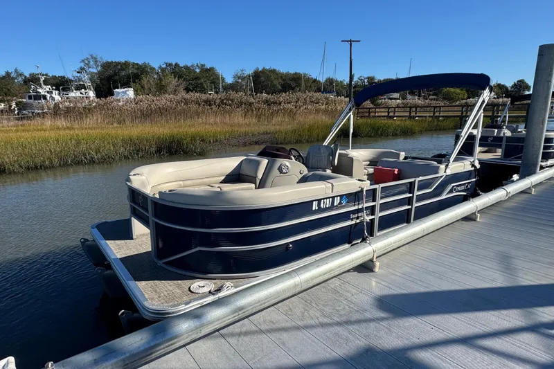The Image of 2023 Cypress Cay Seabreeze 232 pontoon boat docked on a sunny day. - 1