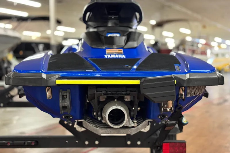 Slide: The Image of 2019 Yamaha WaveRunner EXR, blue, rear view in indoor showroom. - 5
