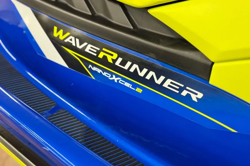 Slide: The Image of 2019 Yamaha WaveRunner EXR with NanoXcel 2 technology, featuring vibrant blue and yellow design. - 8