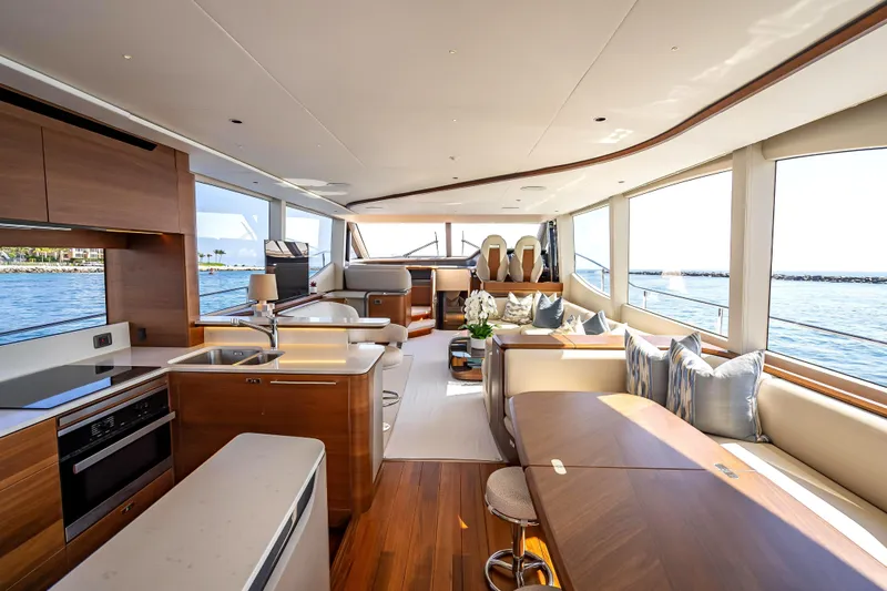 Slide: The Image of Luxurious interior of 2023 Princess Y72 yacht with modern design and ocean view. - 10