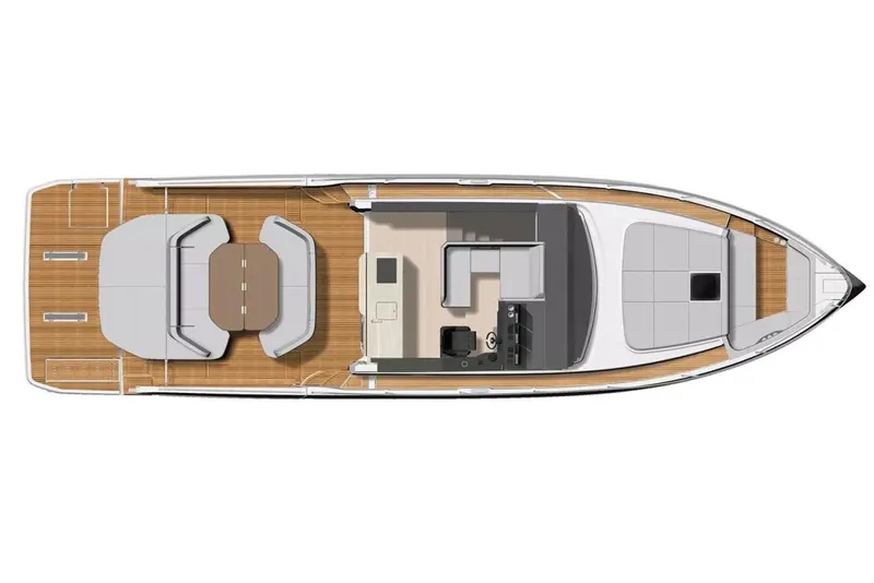Slide: The Image of Manufacturer Provided Image: Top view layout of 2025 Beneteau Gran Turismo 50 yacht, showcasing deck and interior design. - 7
