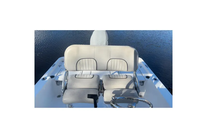 Slide: The Image of 2019 Sea Fox 200 Viper boat interior with dual seats and steering wheel. - 18