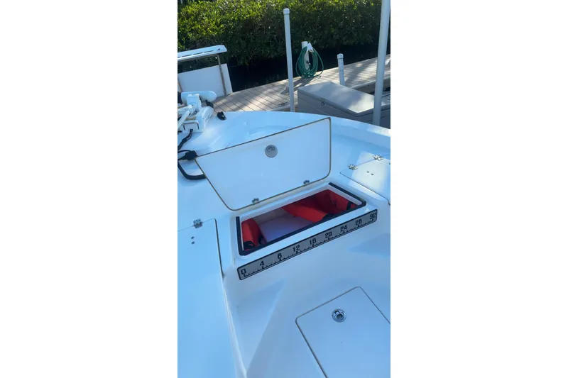 Slide: The Image of 2019 Sea Fox 200 Viper boat with open storage compartment on deck. - 6