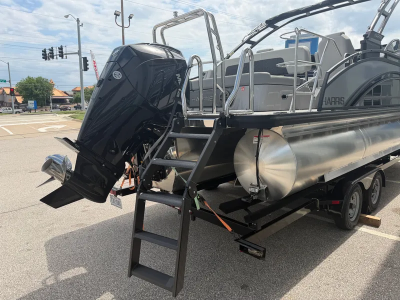 Slide: The Image of Harris Solstice DC 250 pontoon boat on trailer, year 2026. - 10