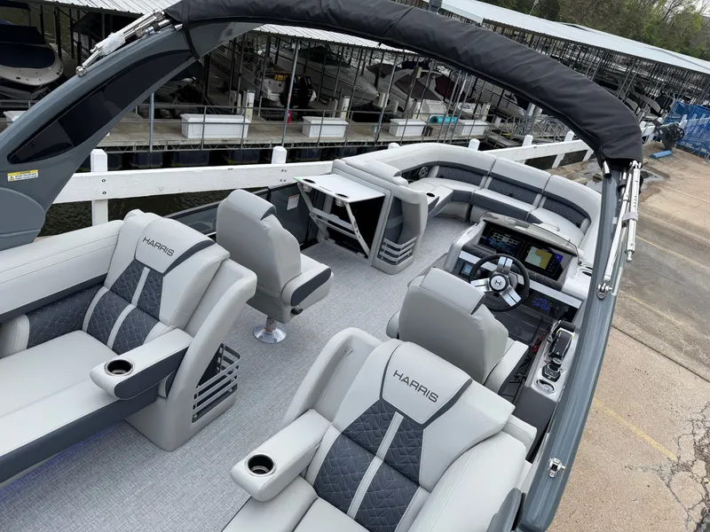 Slide: The Image of Luxurious interior of the 2026 Harris Grand Mariner 270 pontoon boat. - 15