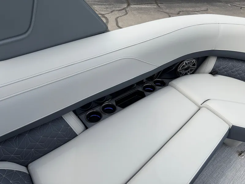 Slide: The Image of Interior of 2026 Harris Grand Mariner 270 with luxurious seating. - 22