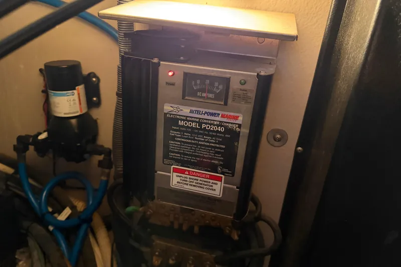 Slide: The Image of Marine battery charger in a 2006 Sea Ray 40 Sundancer engine room. - 46