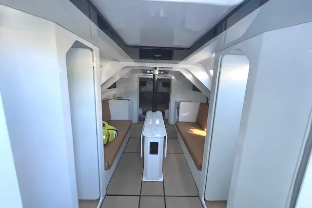 Slide: The Image of Interior of 2024 Neo 43 Romo yacht with modern seating and sleek design. - 15