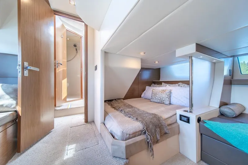 Slide: The Image of Luxurious interior of 2017 Cruisers Yachts 45 Cantius with cozy bedroom and modern design. - 31