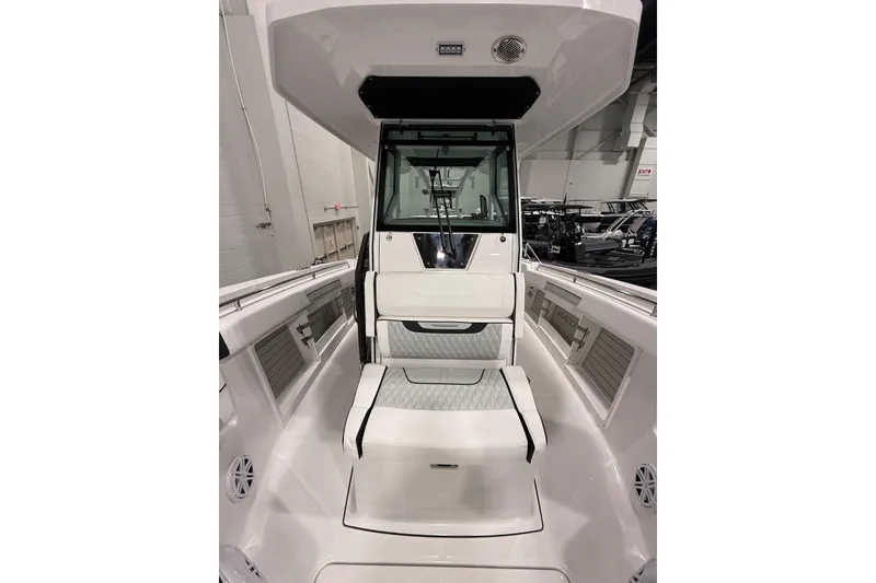 Slide: The Image of 2026 Blackfin 302 CC boat interior with seating and modern design. - 15