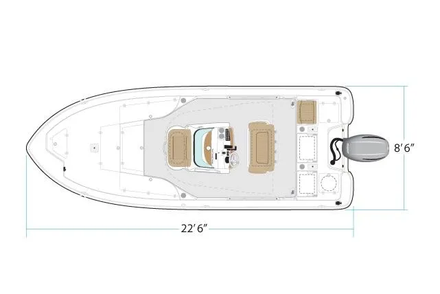 Slide: The Image of Manufacturer Provided Image: Top view of 2021 NauticStar 227 XTS boat layout, 22'6 length, 8'6 beam. - 13