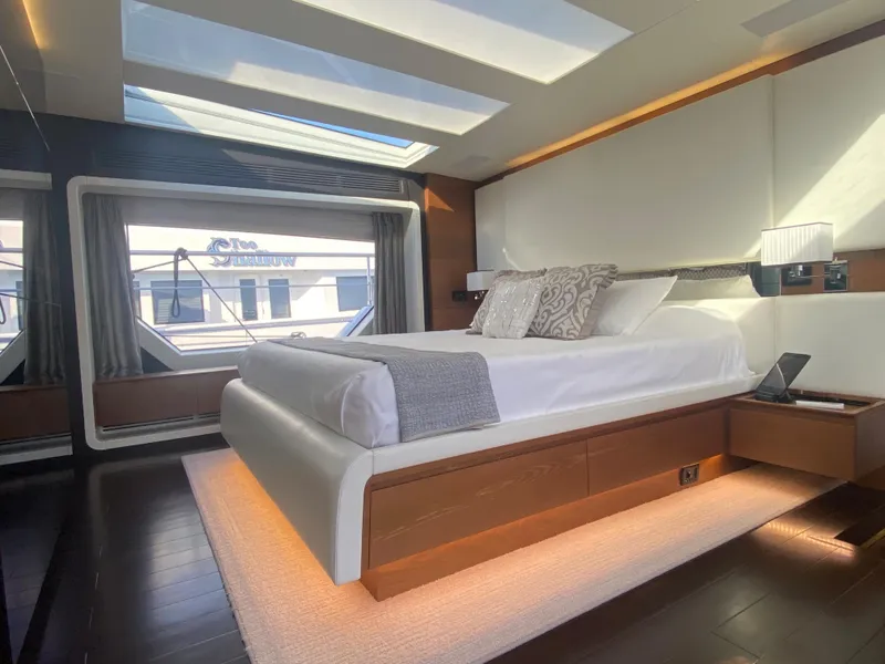 Slide: The Image of Luxurious bedroom interior of 2014 Azimut 100 Grande yacht with skylight and modern design. - 20
