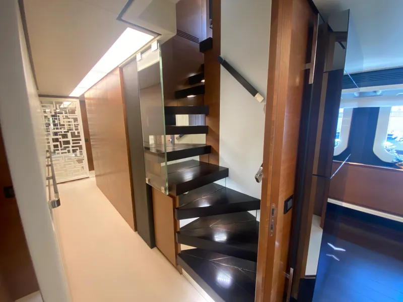 Slide: The Image of Interior staircase of 2014 Azimut 100 Grande luxury yacht. - 28