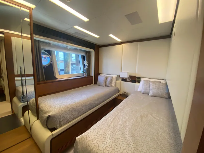 Slide: The Image of Luxurious twin bedroom on 2014 Azimut 100 Grande yacht with modern decor. - 30