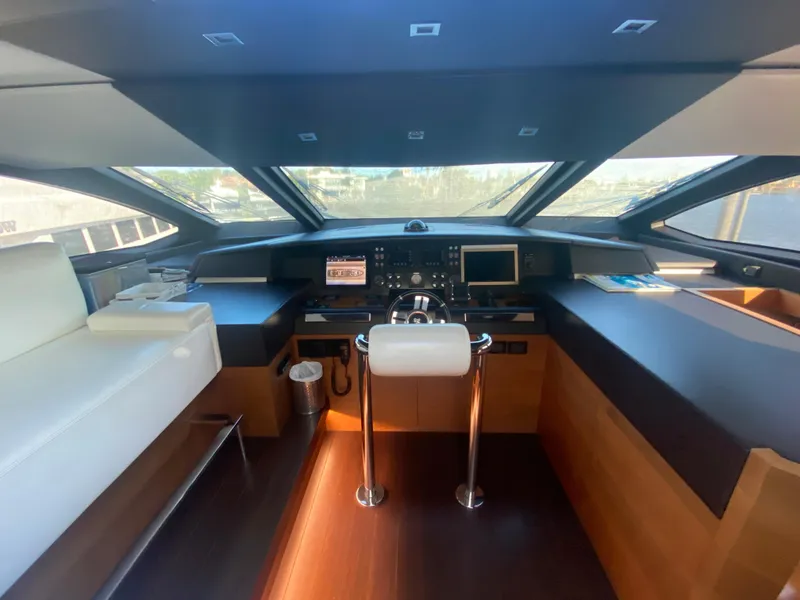 Slide: The Image of Helm station of 2014 Azimut 100 Grande yacht with modern navigation equipment. - 32
