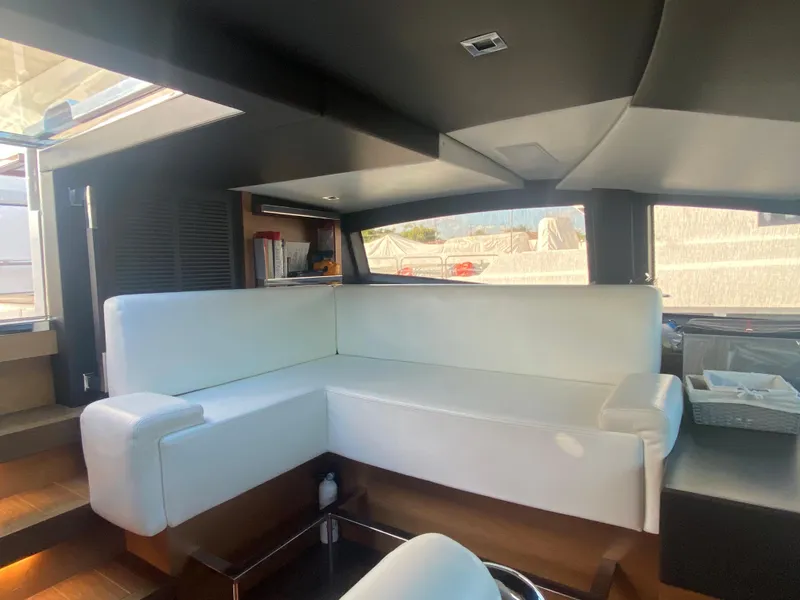 Slide: The Image of Luxurious white leather seating area inside 2014 Azimut 100 Grande yacht. - 33