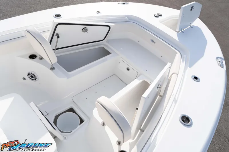 Slide: The Image of 2026 Sea Hunt Gamefish 25 boat interior with storage compartments and seating. - 30