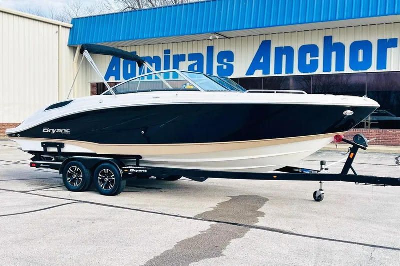 Slide: The Image of 2019 Bryant Potenza boat on trailer at Admirals Anchor dealership. - 1